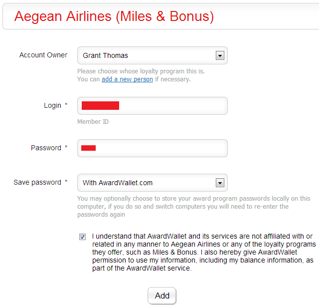 Add Aegean Airlines Confirm
