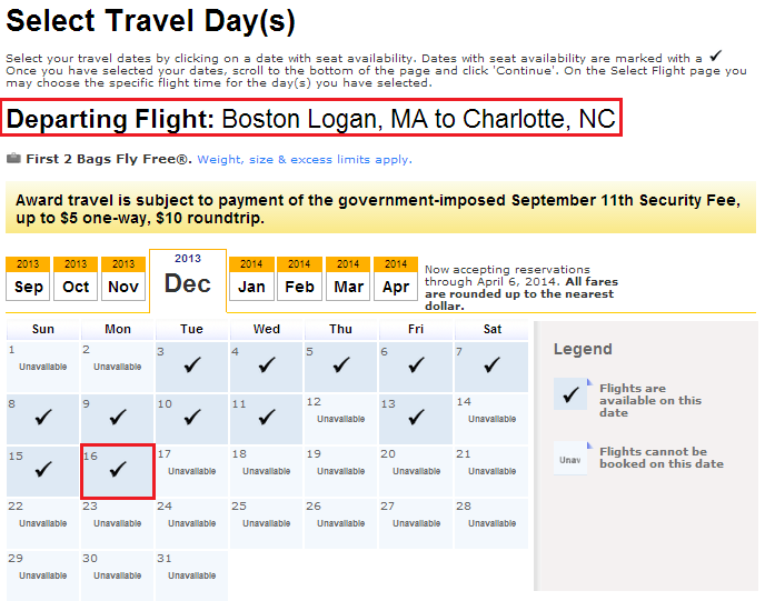 BOS to CLT Free Flights