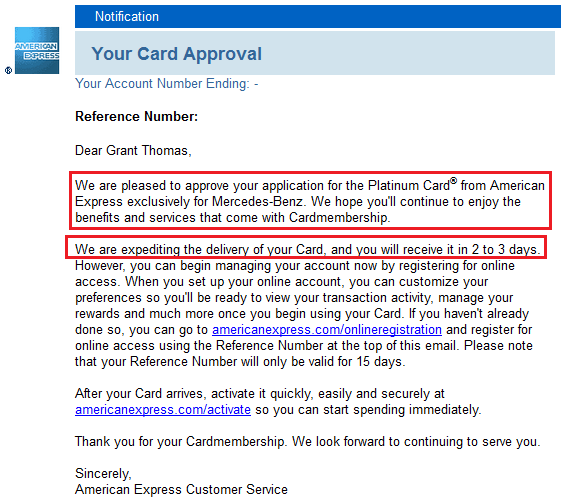 AMEX Approved Email