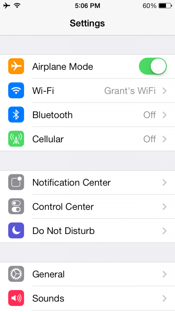 Cell Data Off Airplane Mode Wifi