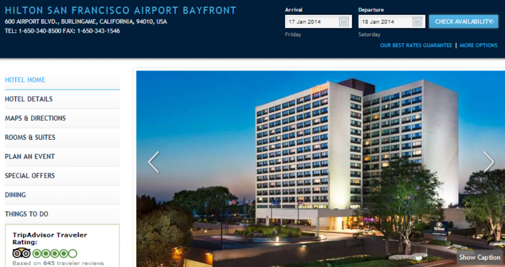 Hilton SFO Home Page Image