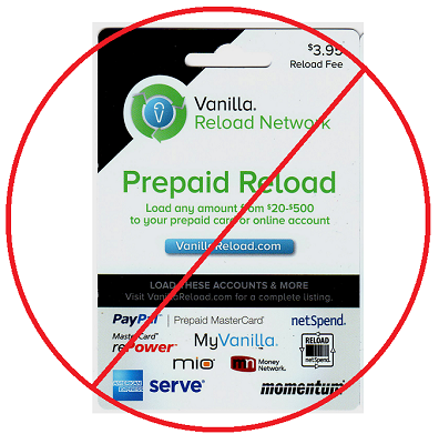 No VRC Vanilla Reload Card
