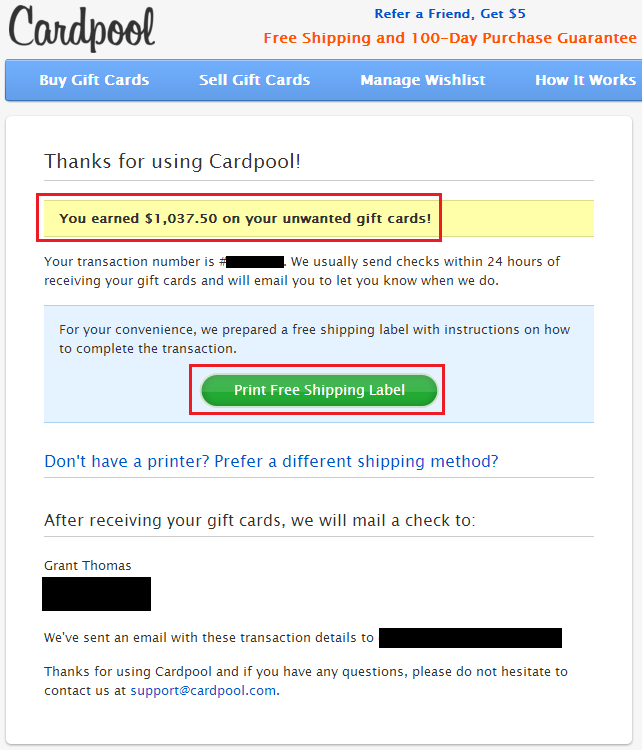 CardPool Order Submitted