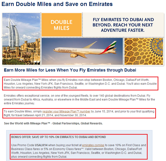 Save up to 10 on Emirates Flights and Earn Double Alaska Airlines
