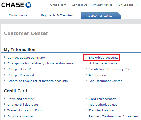 chase credit card account number