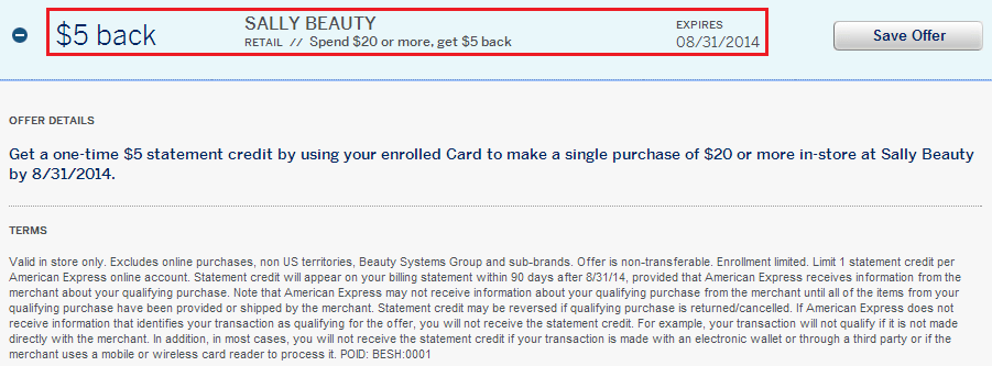 Sally Beauty AMEX Offer
