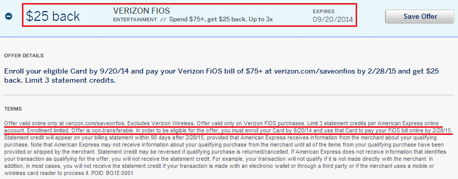 Verizon FIOS AMEX Offer