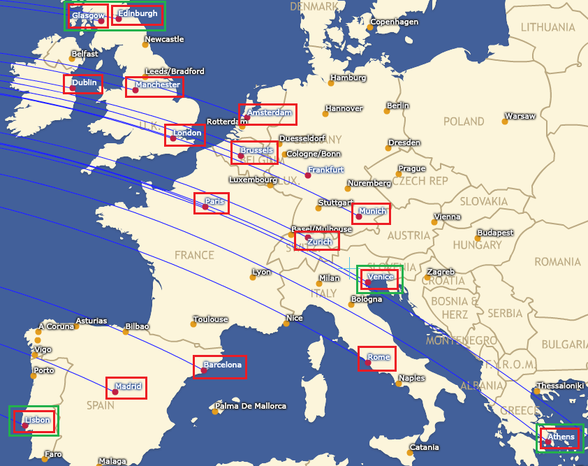PHL to Europe Routes