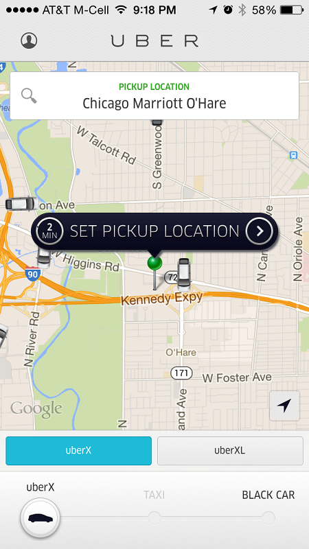 Uber Marriott Chicago O'Hare