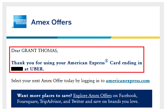 AMEX Uber Email