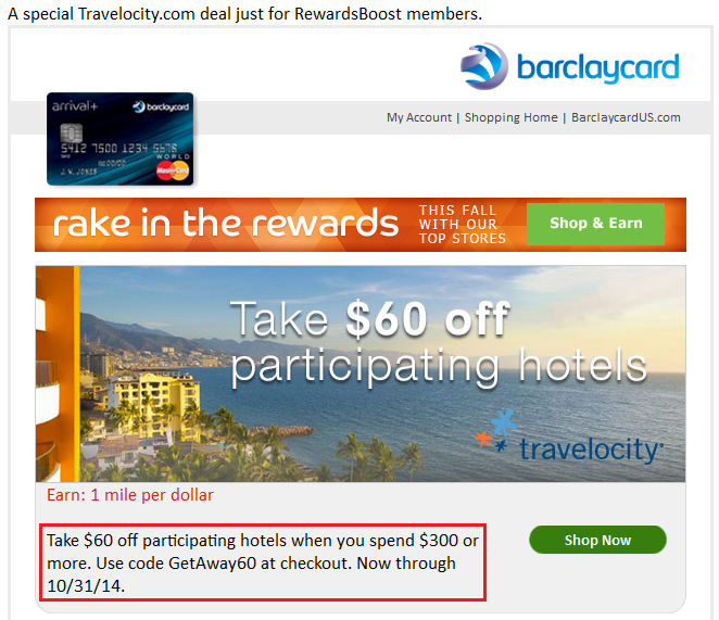 Barclays Travelocity Promo $60 Off