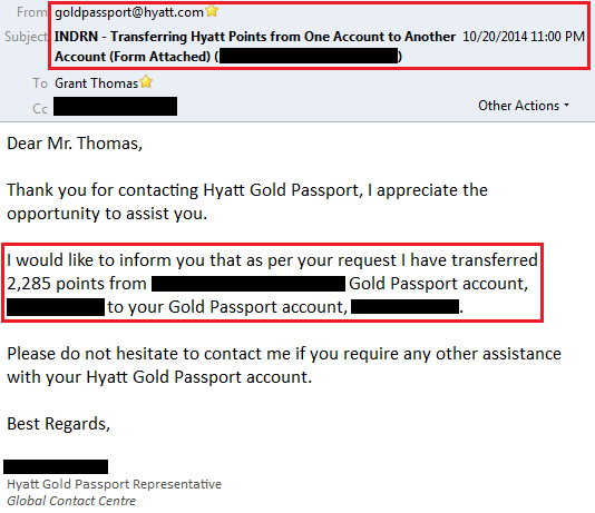 Contact Hyatt Transfer Complete