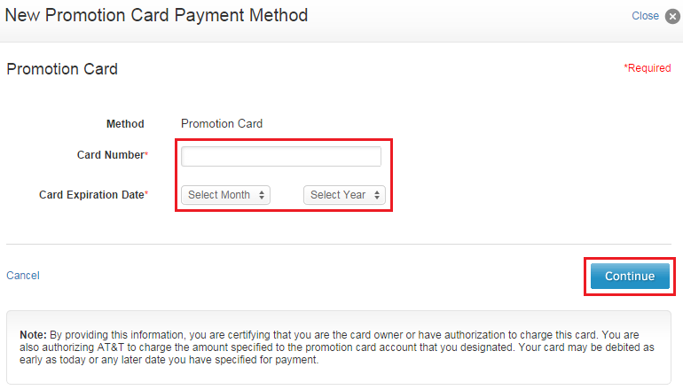 Enter New Promo Card Payment Info
