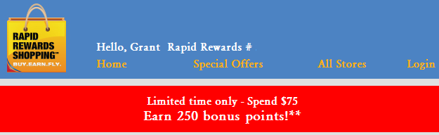 Southwest Airlines Shopping Portal Promo 250 Bonus