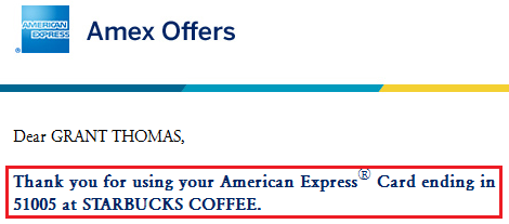 AMEX Email Starbucks