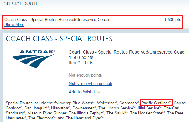 Amtrak Special Routes