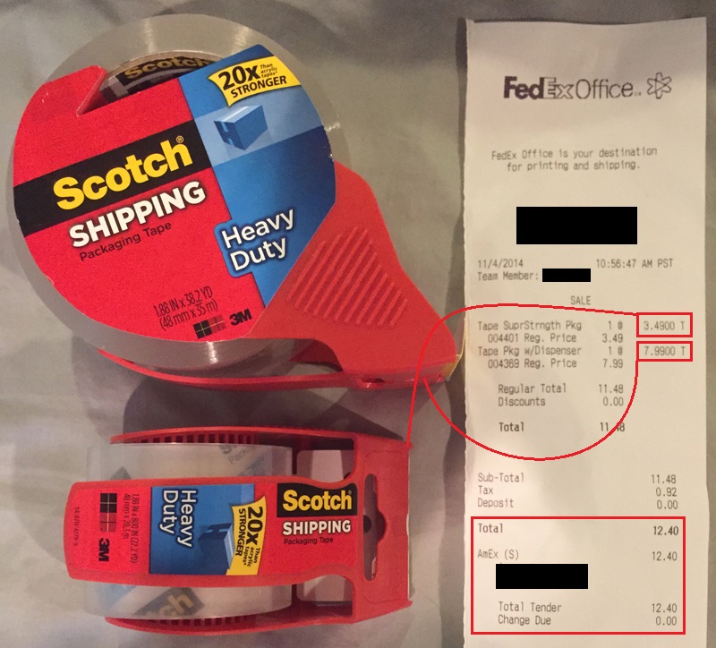 FedEx Office Store Tape Purchase
