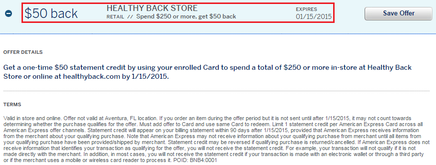 Healthy Back Store AMEX Offer