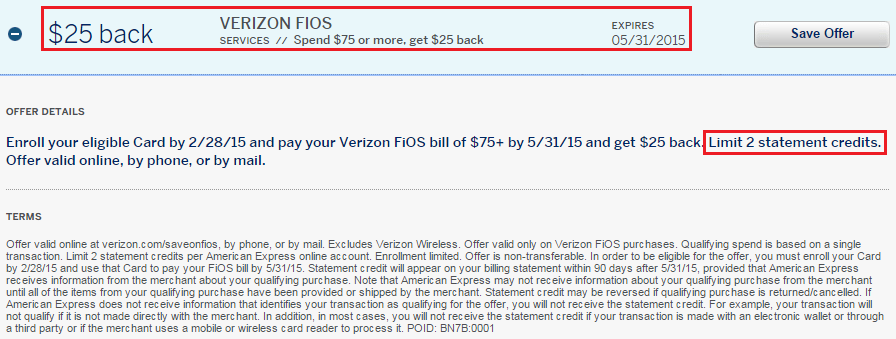 Verizon FiOS AMEX Offer