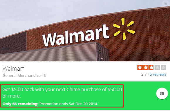 Walmart Chime Card Offer 12-20-2014